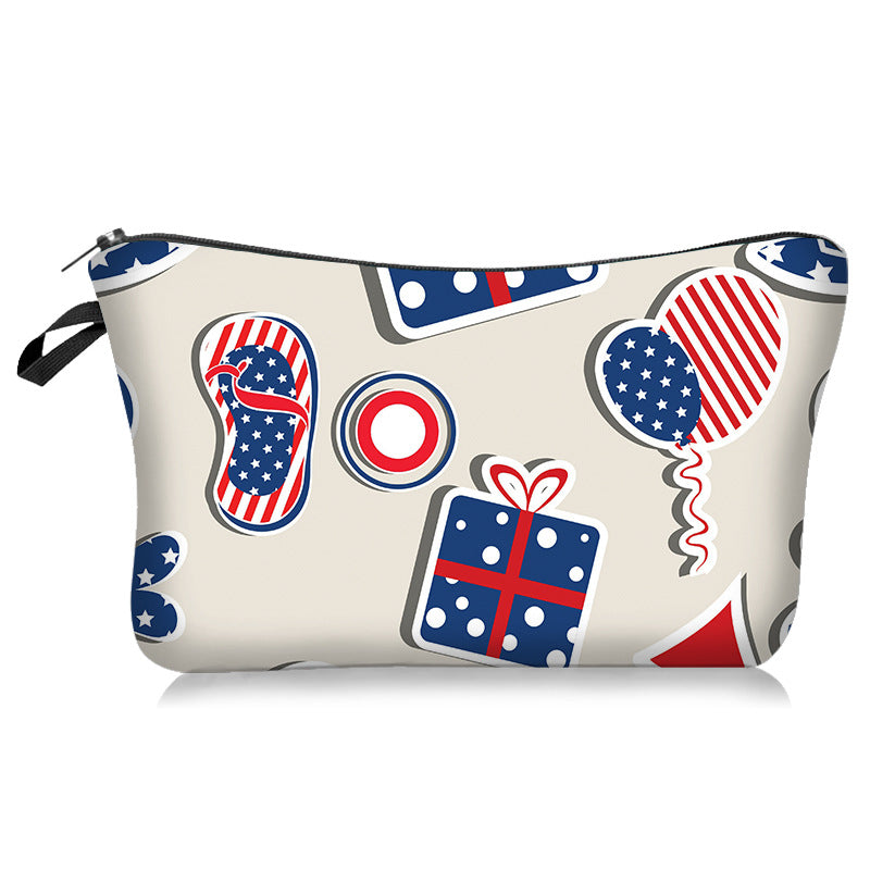 Bolsa cosmética del día de independencia de poliéster al por mayor